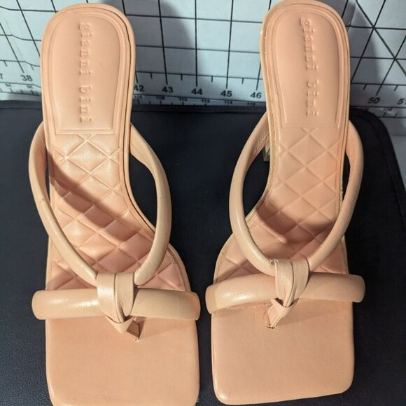 NEW- Size 6.5 Women's Gianni Bini Stiletto Heeled Sandal Slip-on Peach Coral - Picture 4 of 6